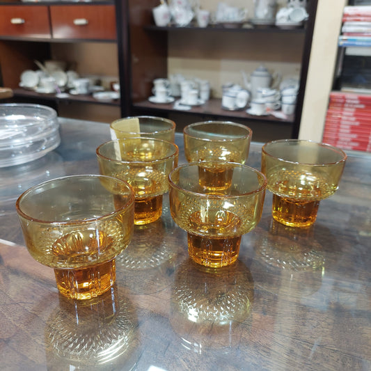 Set/6 Bicchierini Liquore Vetro Ambra Vintage