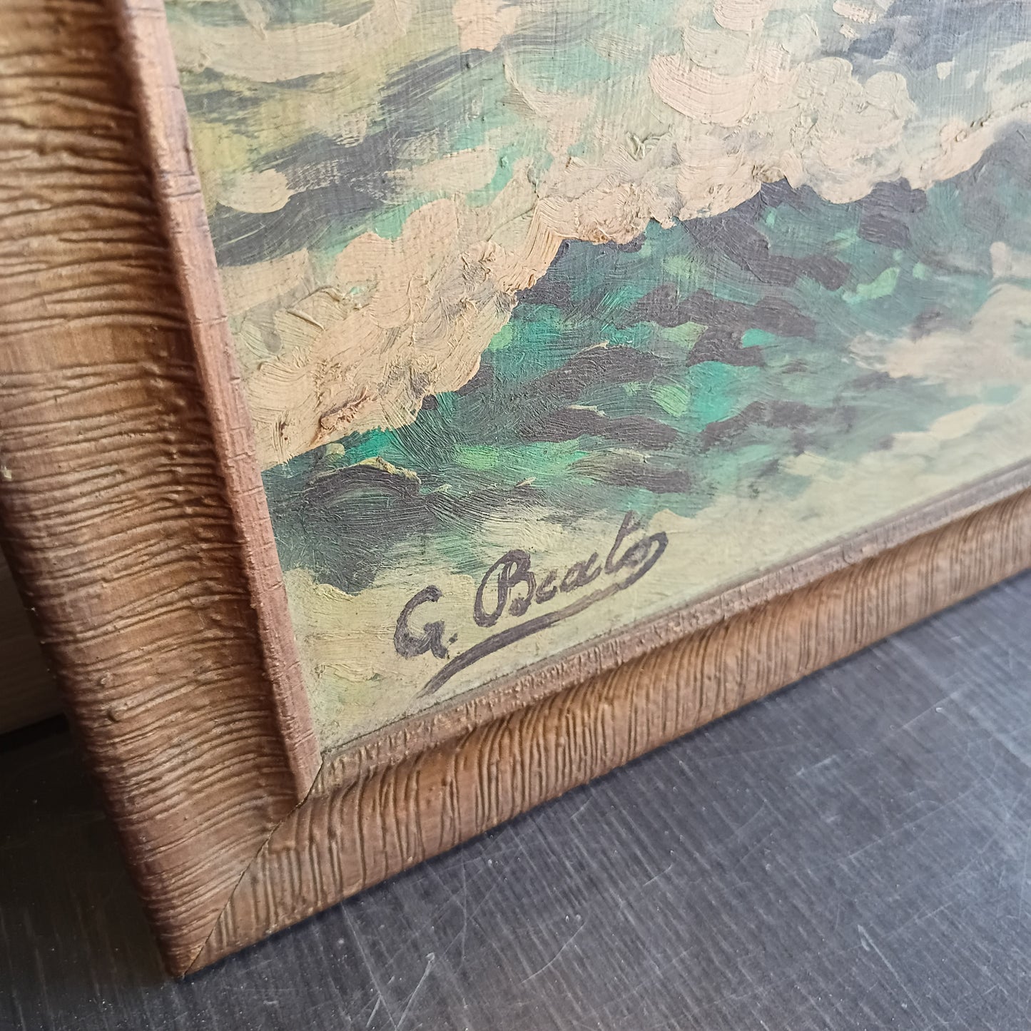 Q/olio Su Tela Veduta Vesuvio E Golfo Di Napoli Di G. Beato Cm78x58