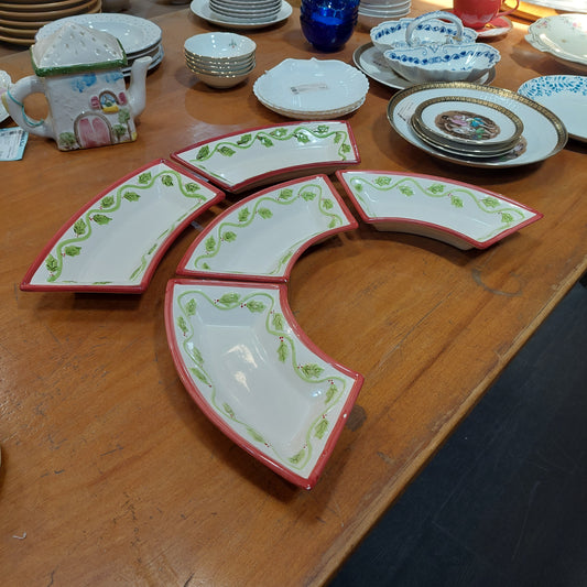 Set/5 Pezzi Antipastiera Porcellana Decoro Foglie