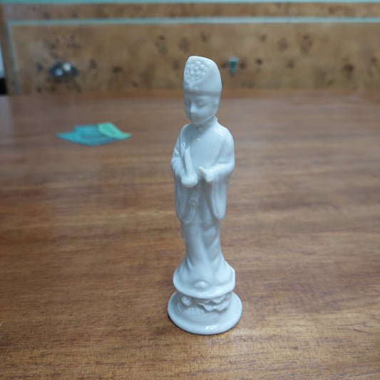 Statuina Figura Orientale Porcellana Bianca Antica