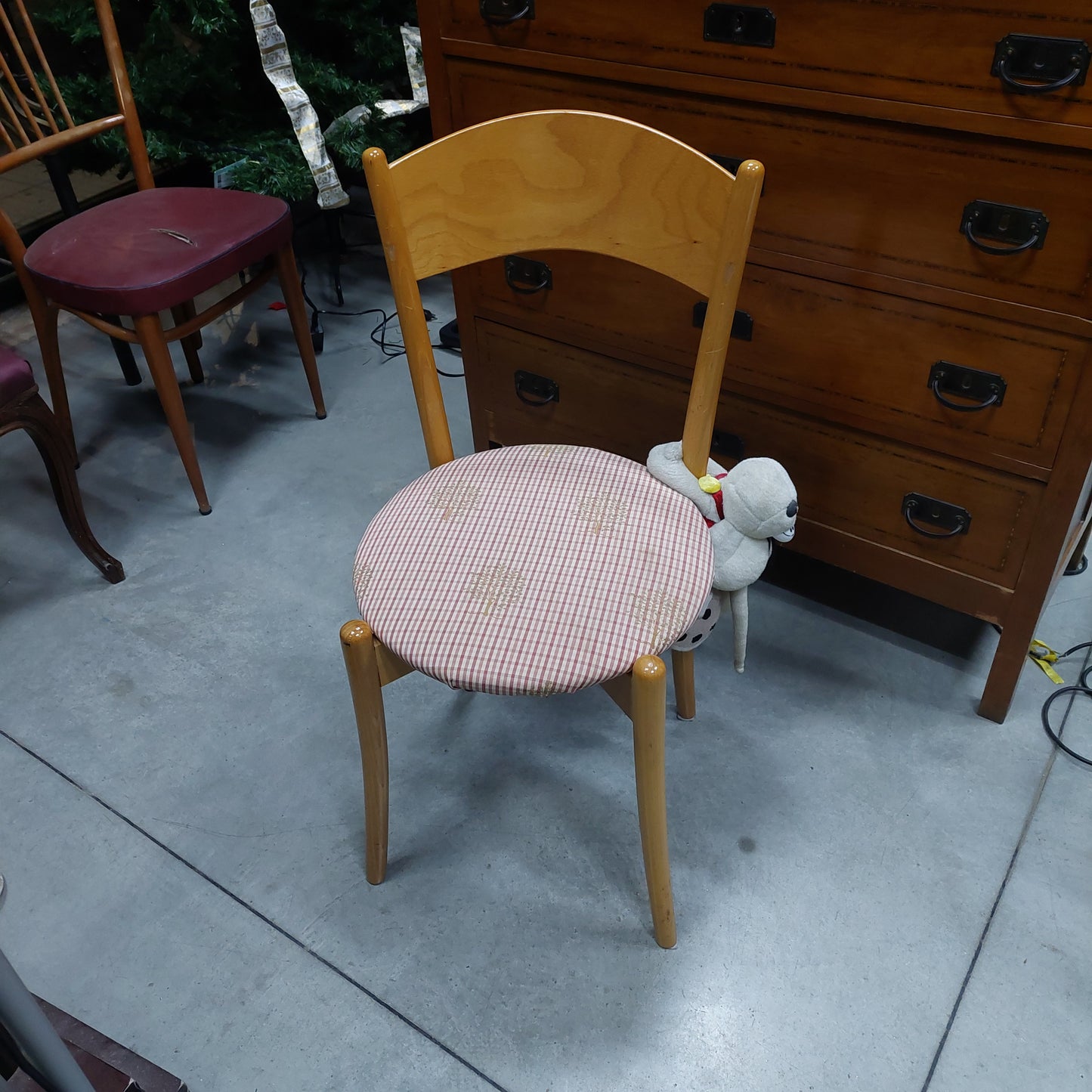 Sedia Legno Imbottita Quadretti