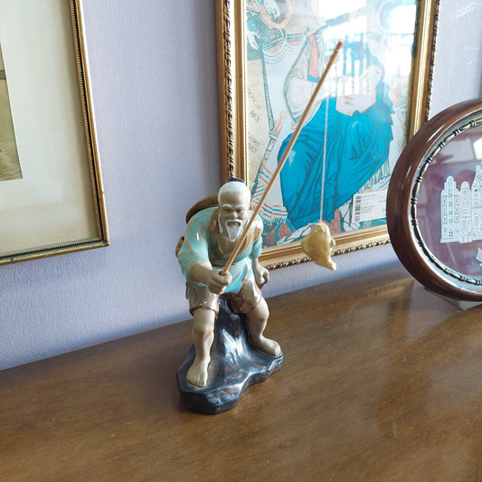 Statuetta Pescatore Porcellana* Cinese Vintage