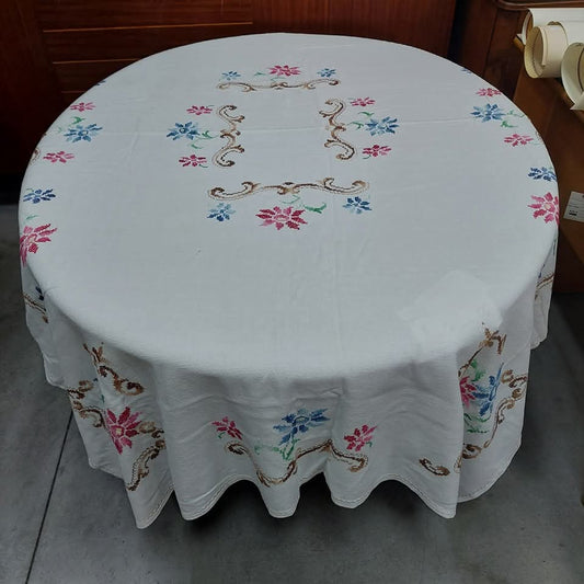 Tovaglia Lino* Grezzo Ricamo Fiori Cm200x150