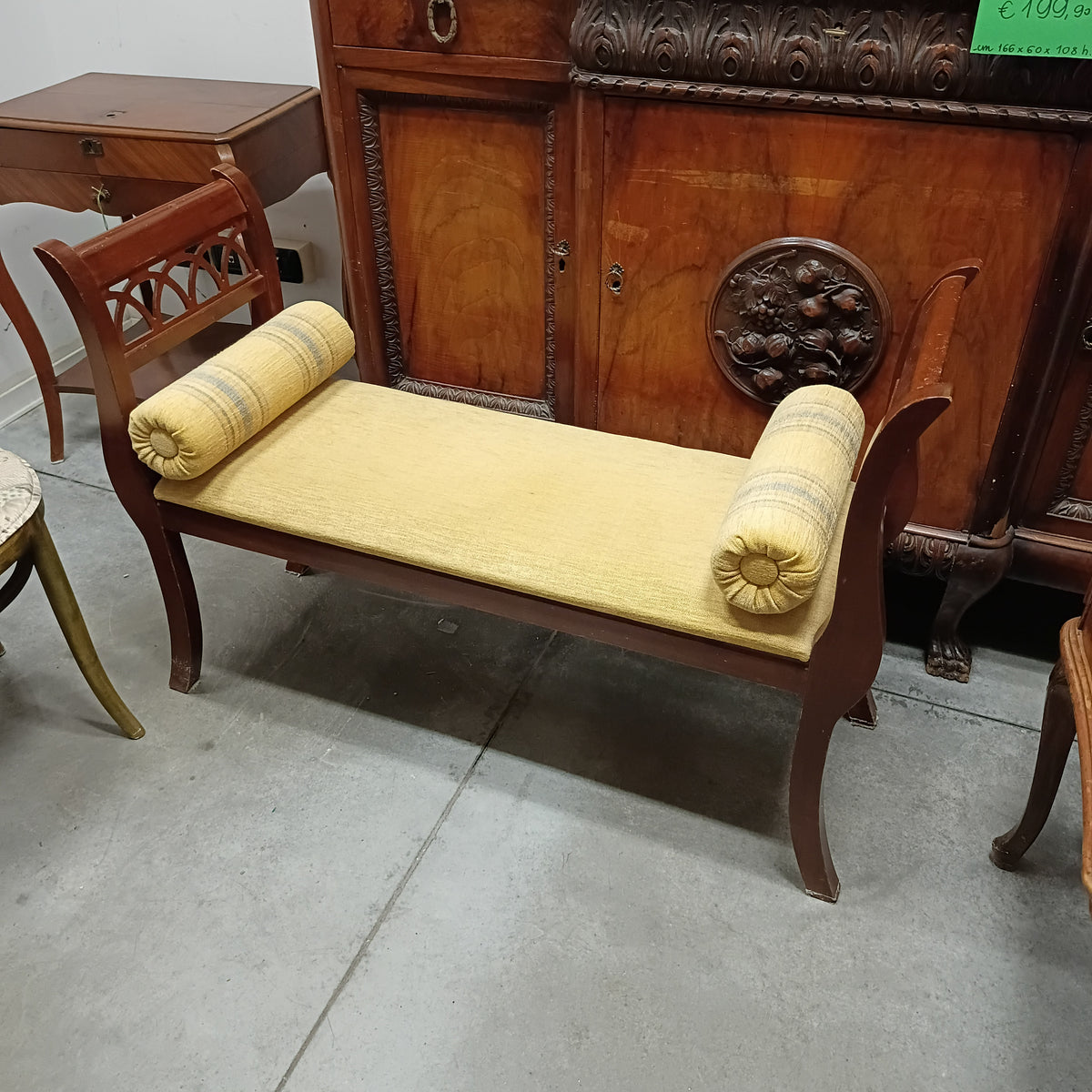 Panchetta Arte Povera Noce +2cuscini Cm110x38x76h
