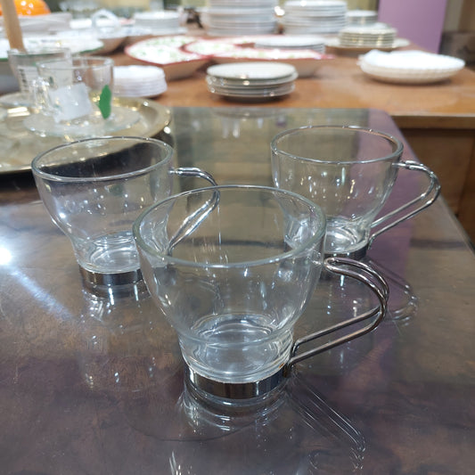 Set€/3 Tazze Vetro/metallo