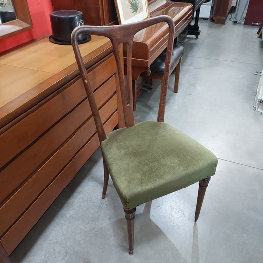 Set/6 Sedie Legno/velluto Verde Anni '50
