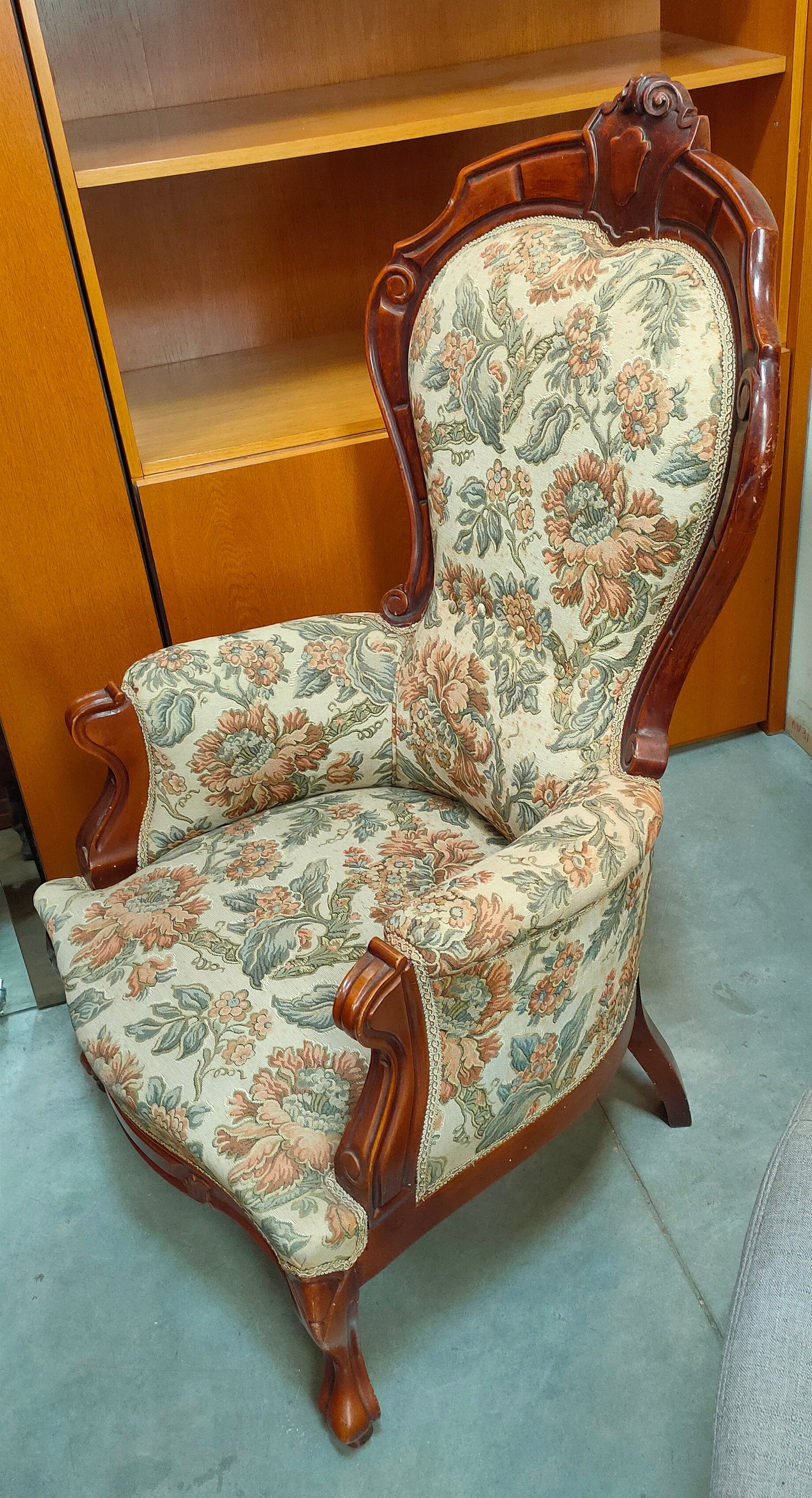 Poltrona * Legno Tessuto Fiori St.barocco