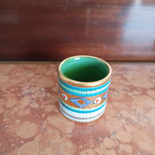 Vasetto Ceramica Gialletti Deruta Dec. A Mano D.5cm