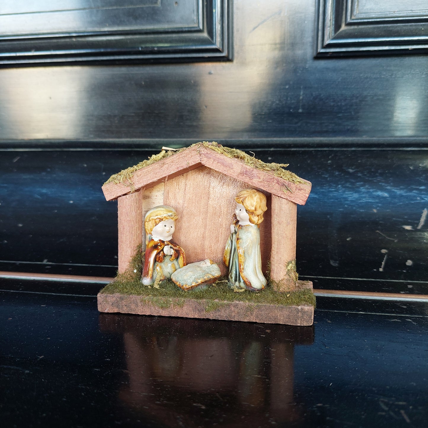 Mini Capanna Presepe Legno E Ceramica