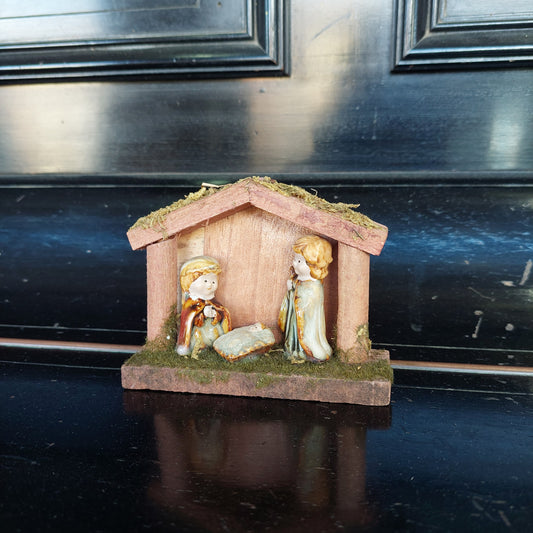 Mini Capanna Presepe Legno E Ceramica