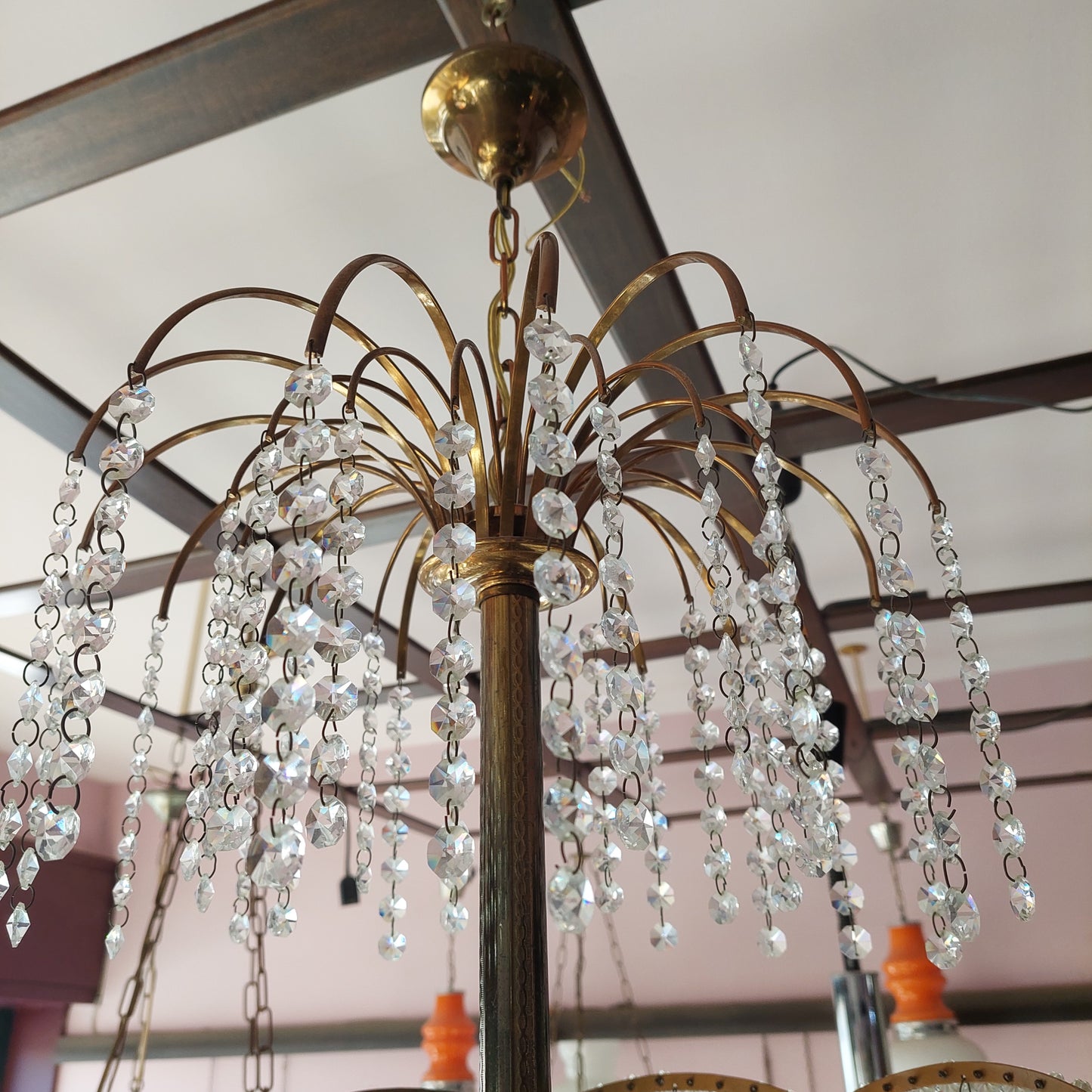Lampadario Ottone Brindoli Anni 50 4/luci