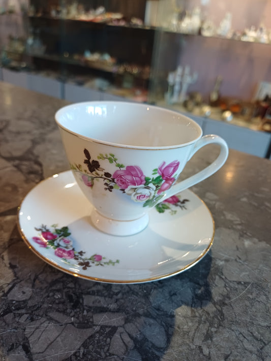 Tazza Da The Con Piattino Porcellana Cinese Swatow