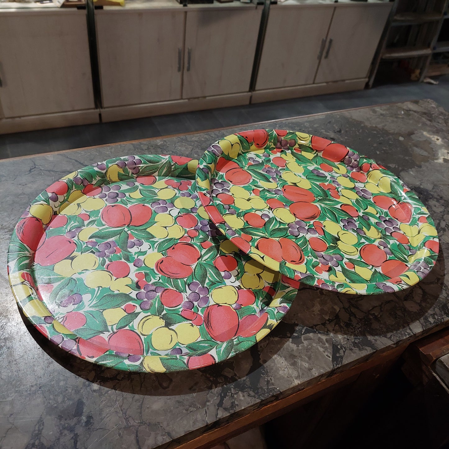 Set/2 Vassoi Metallo Decoro Fiori