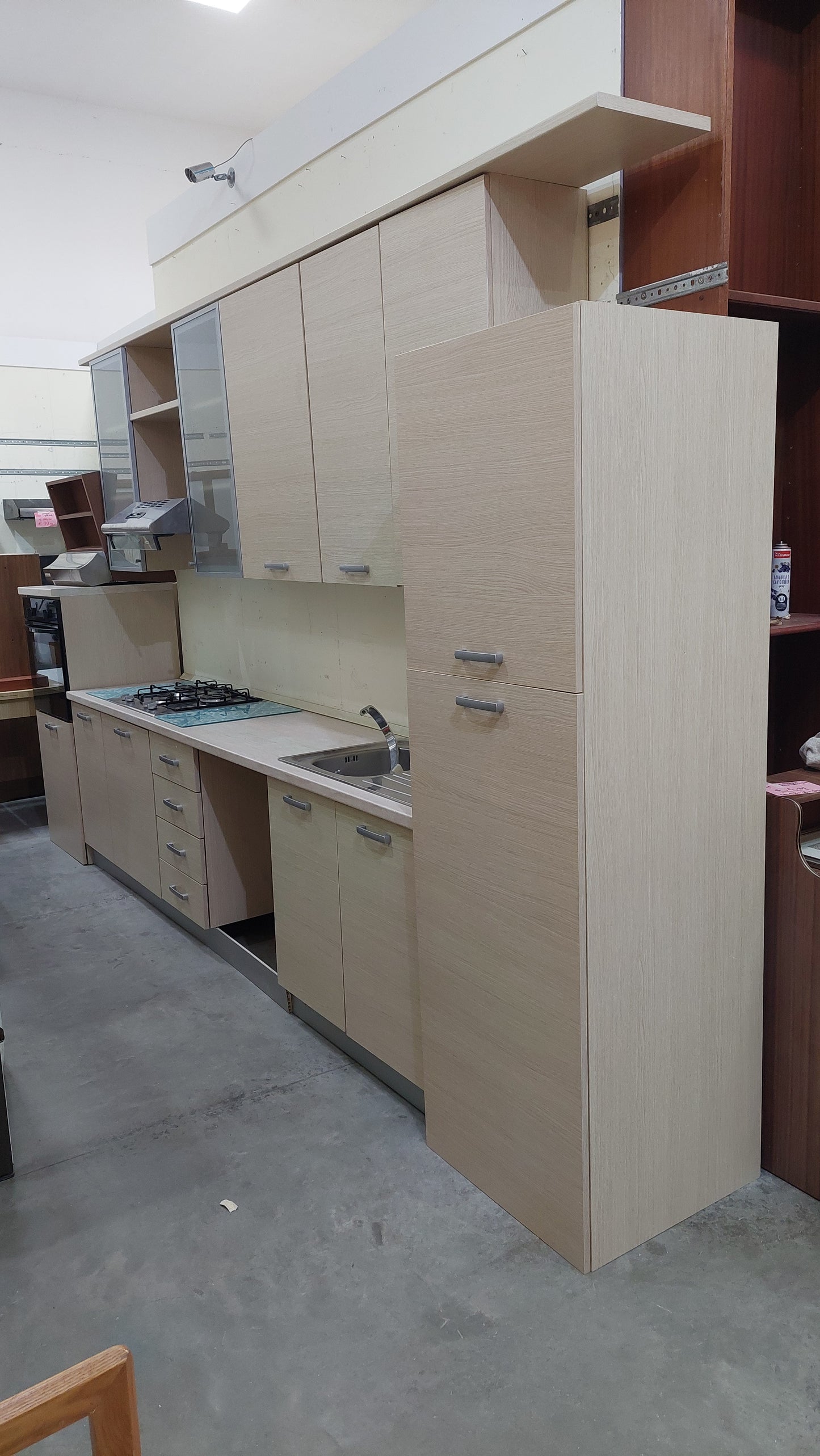 Cucina Lineare Reversibile Effetto Eucalipto Bianco