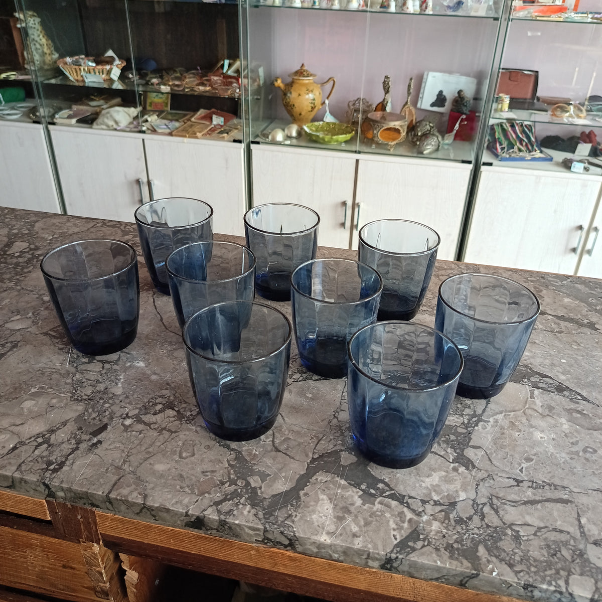 Set/9 Bicchieri Vetro Blu