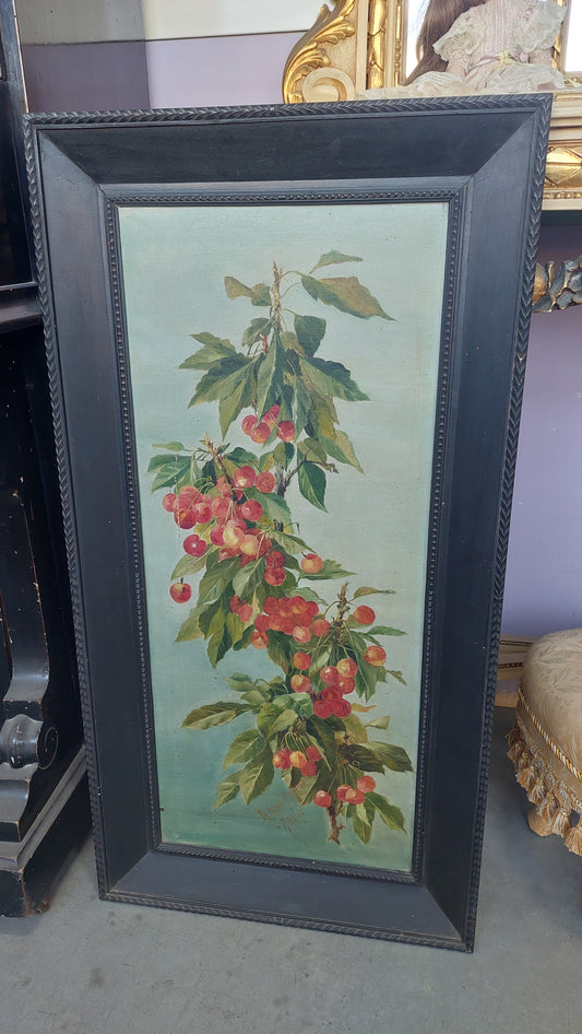 Quadro Dipinto Ciliegie Cornice* Fine '800
