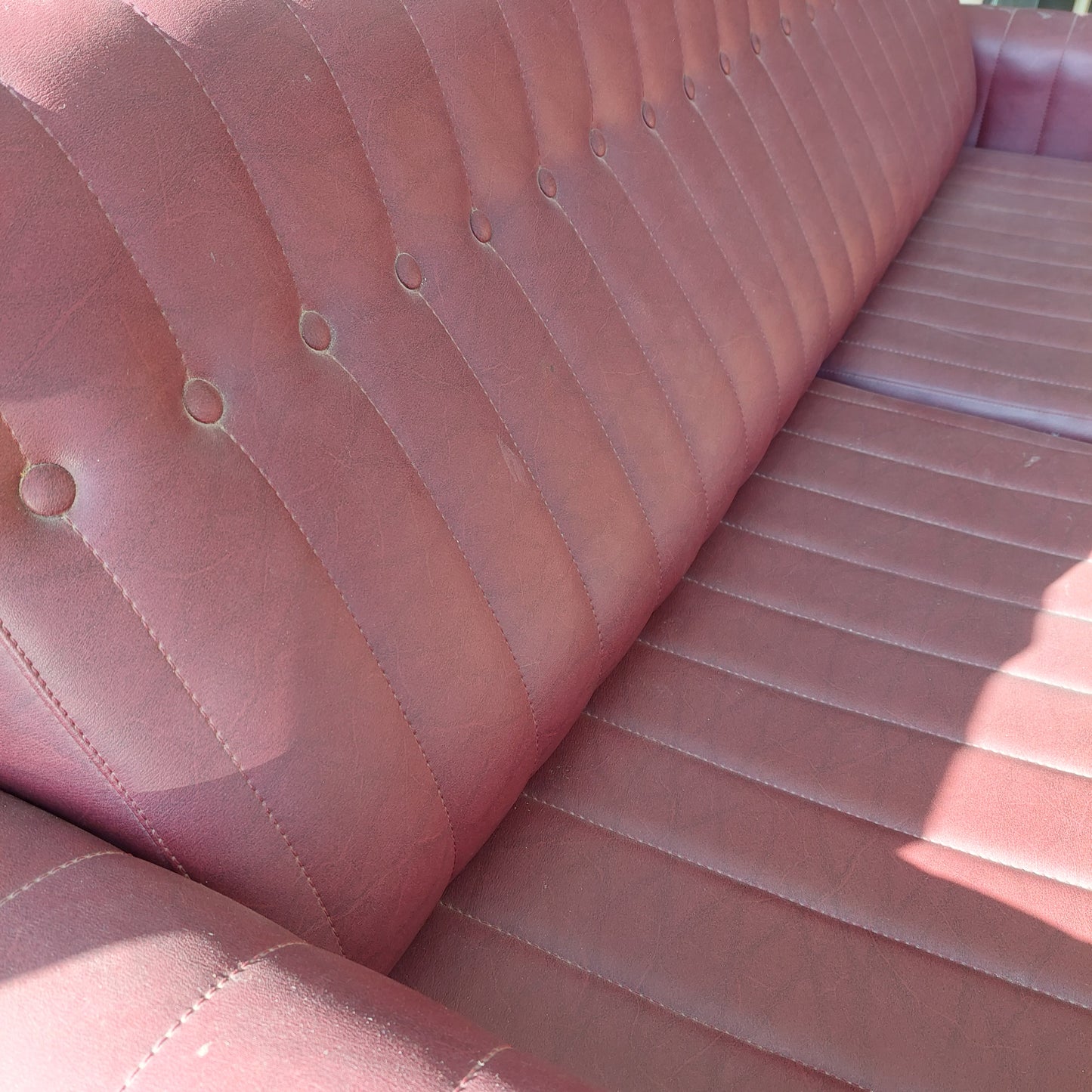 Divano Letto Pelle Bordeaux Vintage Anni '50 Cm190x90