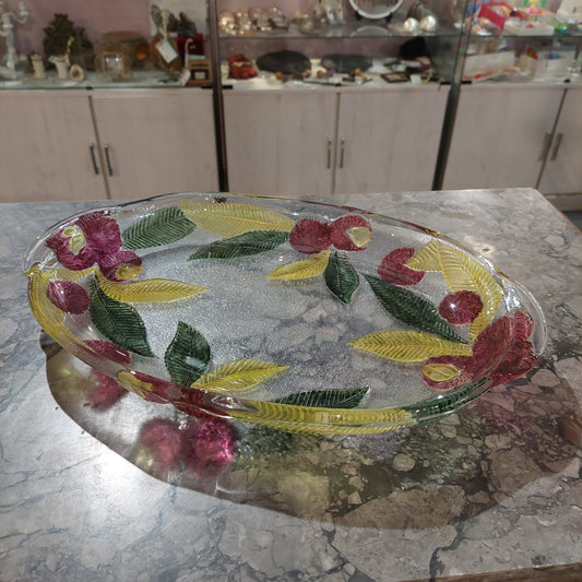 Vassoio Centrotavola Vetro Decoro Ricci E Castagne