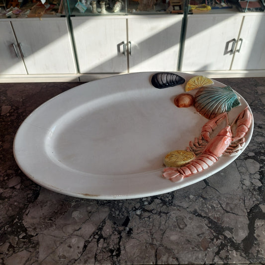 Vassoio Ovale Ceramica Bassano Dec Aragosta Cm46x32