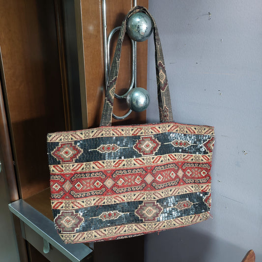 Borsa Tessuto/perline Etnica Vintage Int. Raso