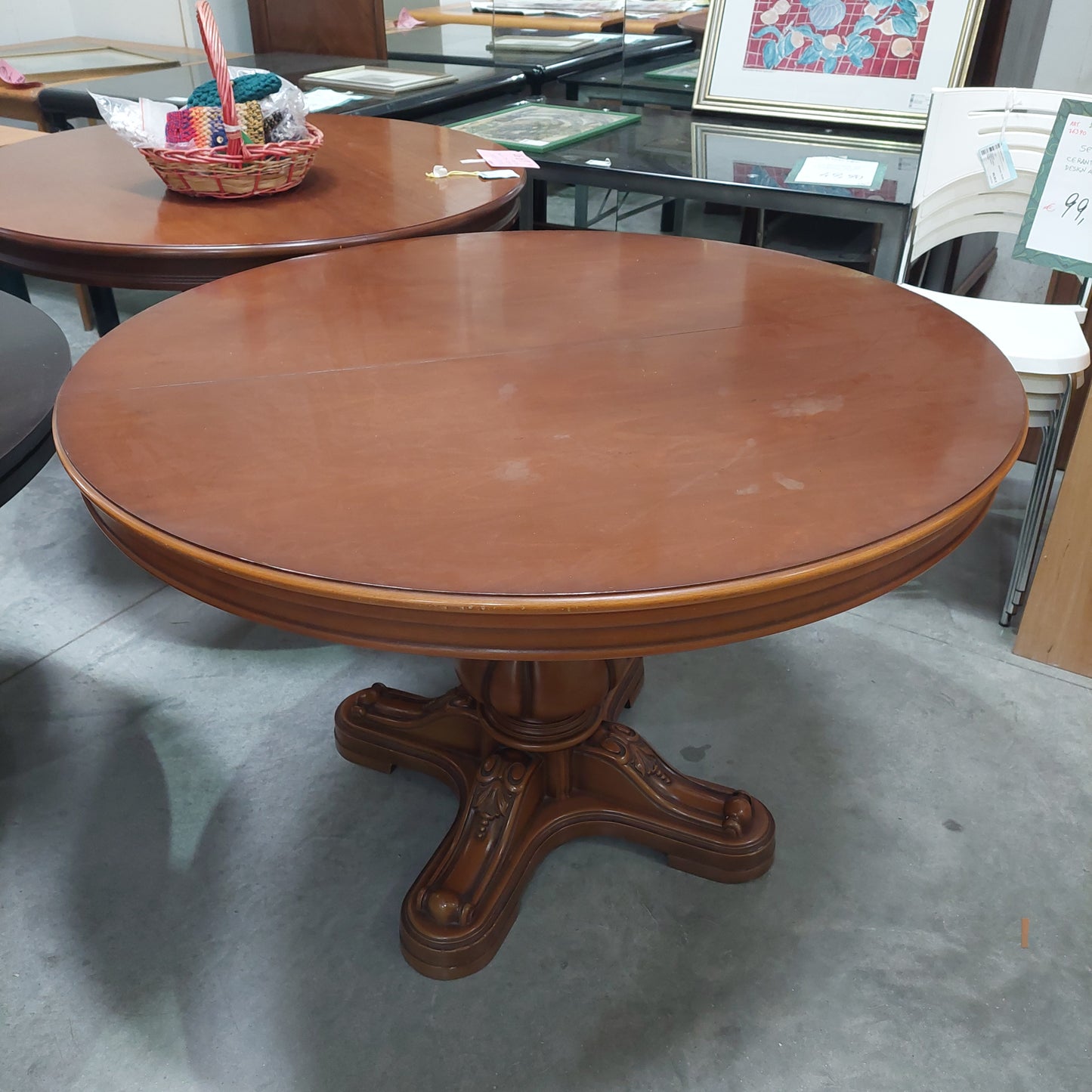Tavolo Legno Tondo All. Anni'60 Cm D.117/167