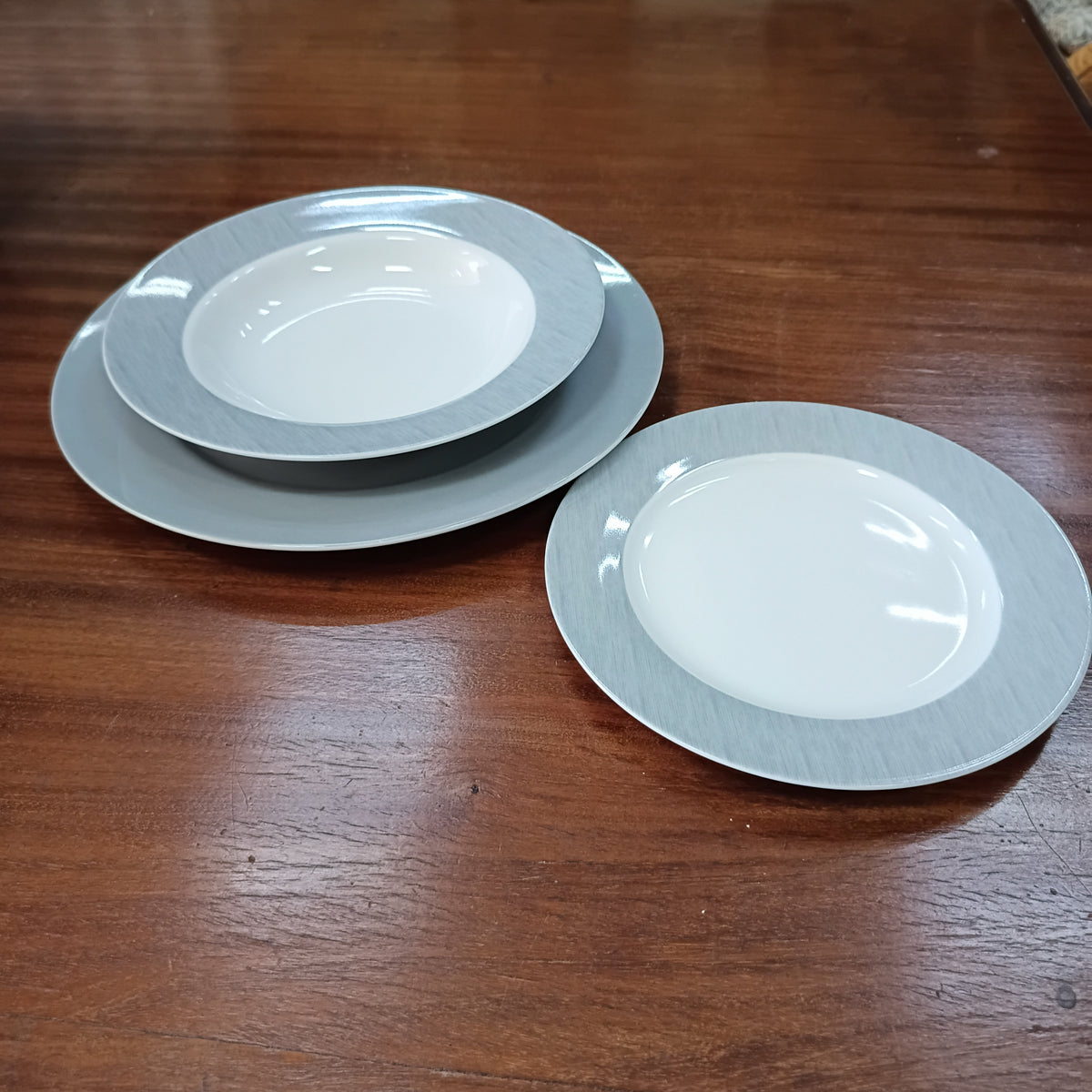 Servizio 34 Piatti Porcellana Bavaria Ottingher Bordo Grigio