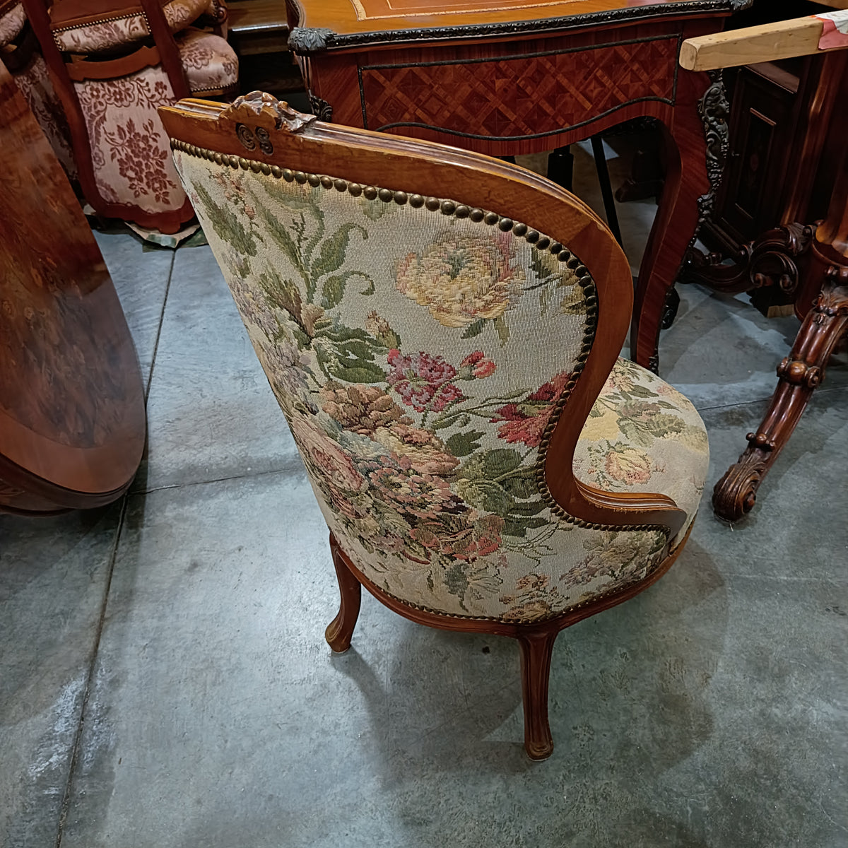 Poltroncina Bassa Imbot. Tessuto Fiori