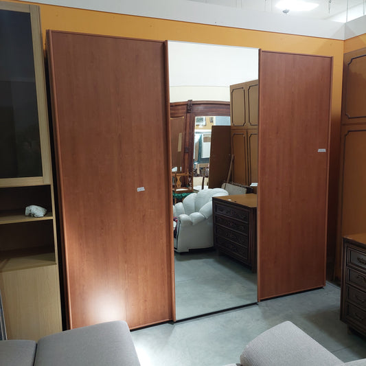 Armadio Ciliegio 3/a Scorrevoli Specchio Cm270x62x248h