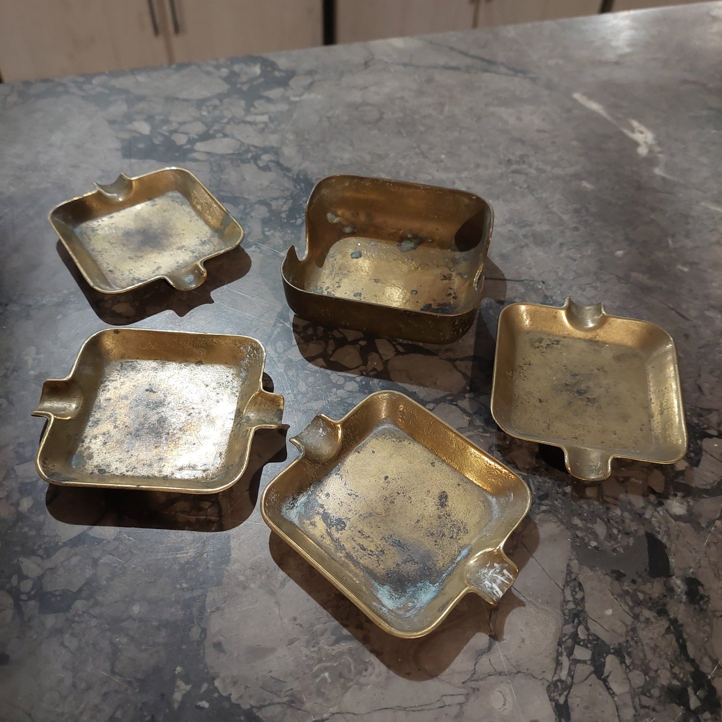 Set/4 Posacenere Ottone Vintage
