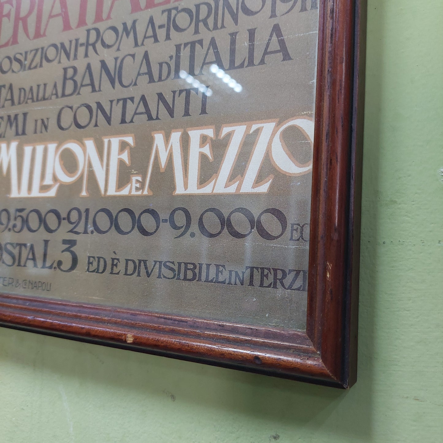 Quadro Stampa Pubblicitaria Vintage Grande Lotteria Italiana Cm32x45