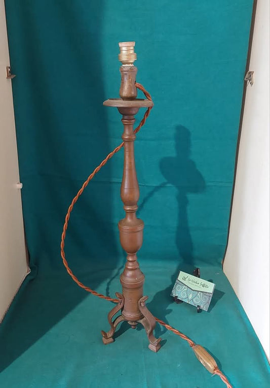 Candeliere Elettrificato In Ottone Fine '800 H50