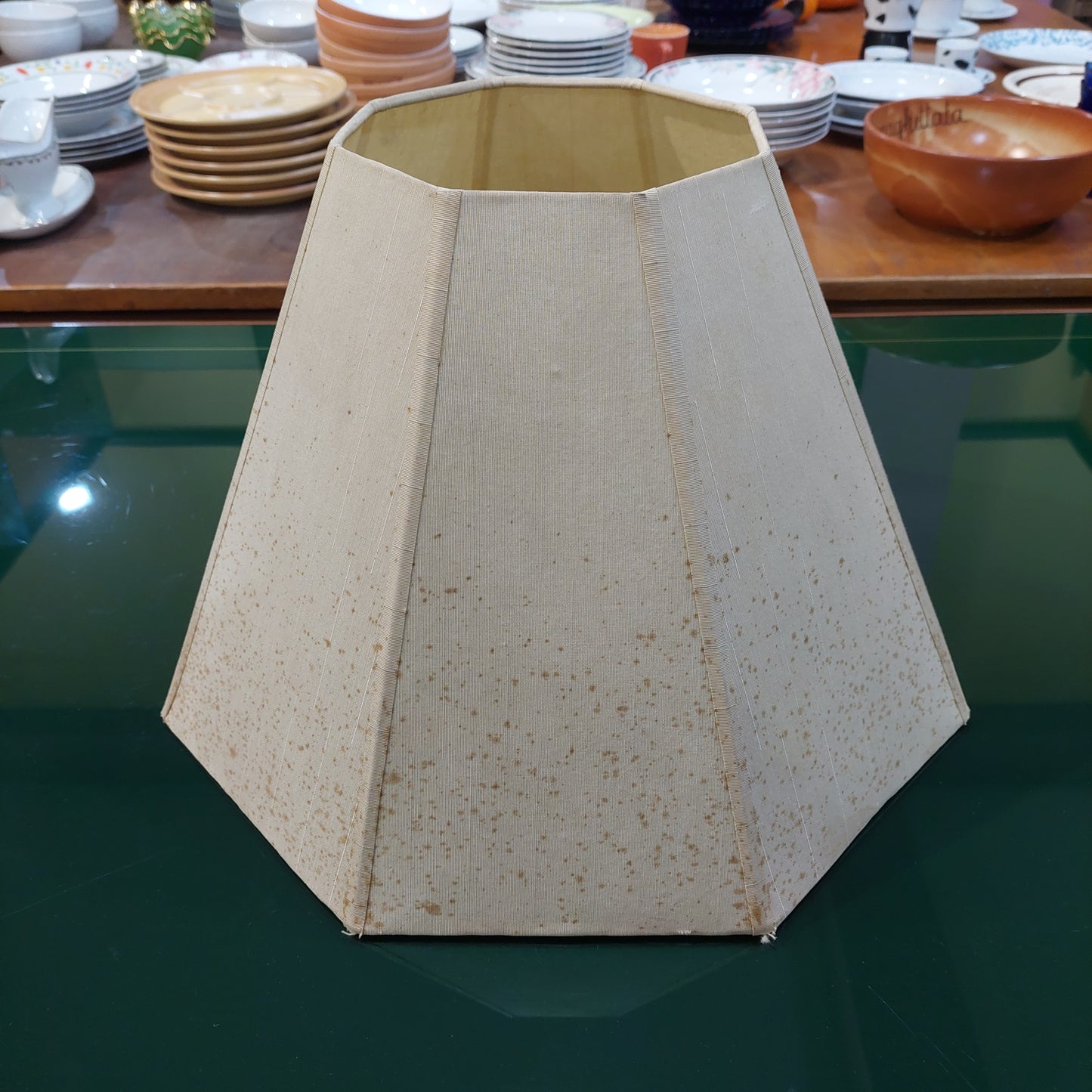 Paralume Sfaccettato Tessuto Beige D44x30h