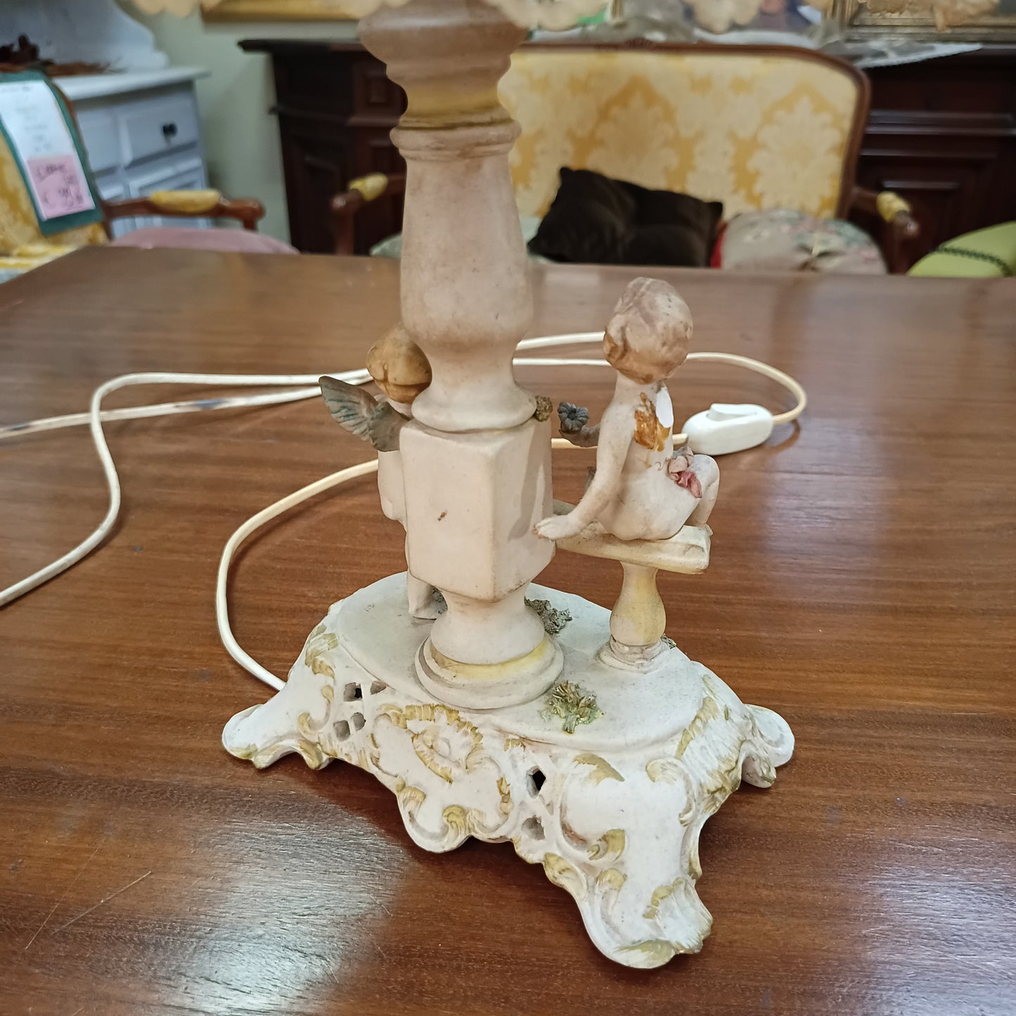 Lume Antico Coppia Puttini Ceramica * Vecchia Bassano