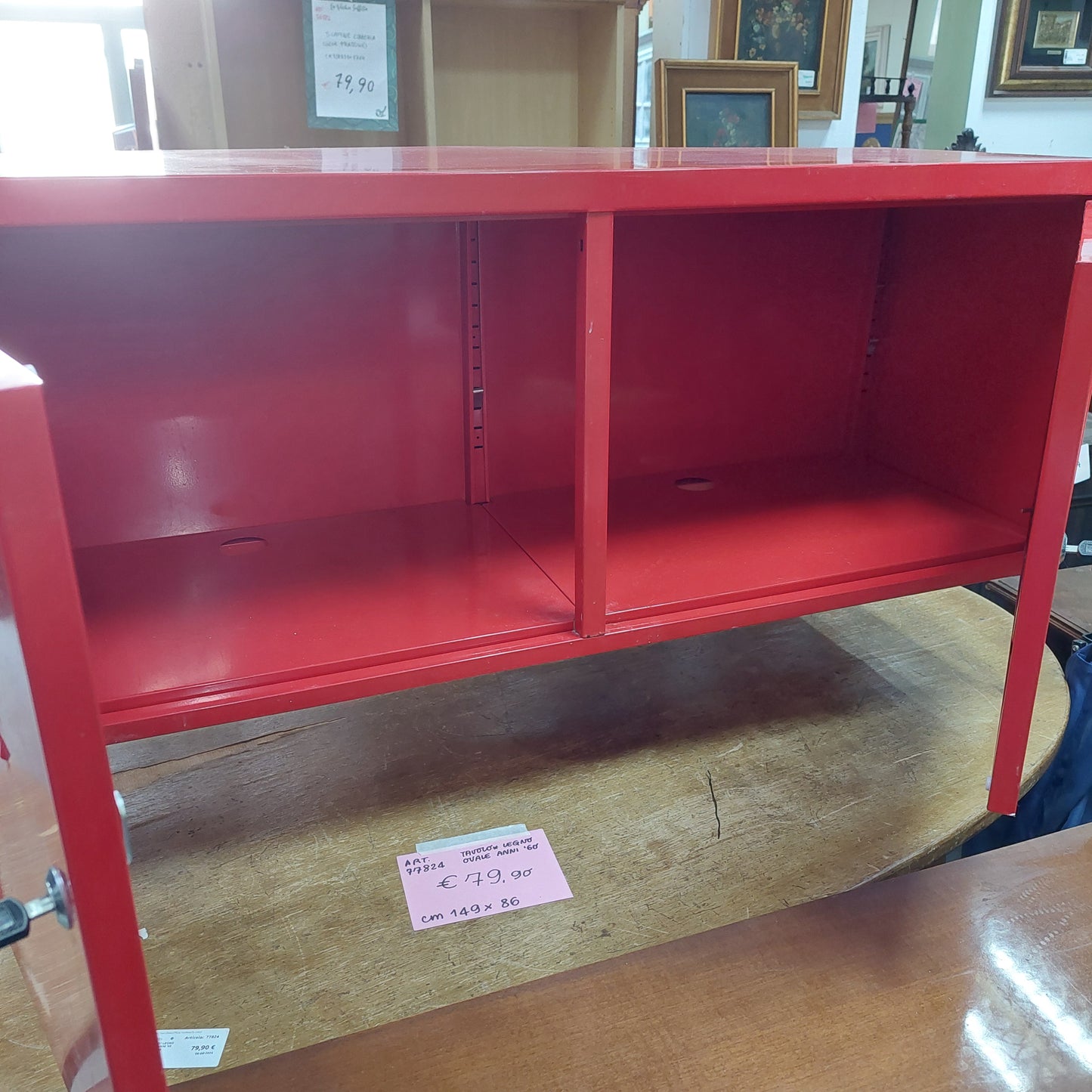 Mobile Metallo Rosso 2/a Scorrevoli Cm118x40x63h