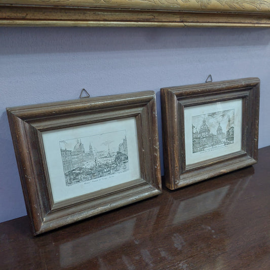 Q/litografia Roma Cornice Legno Cm20x16,5