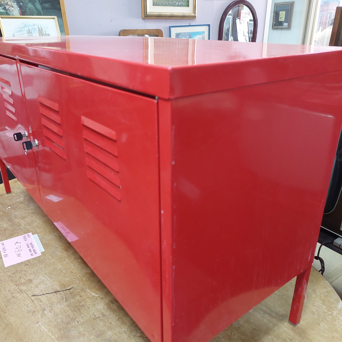 Mobile Metallo Rosso 2/a Scorrevoli Cm118x40x63h