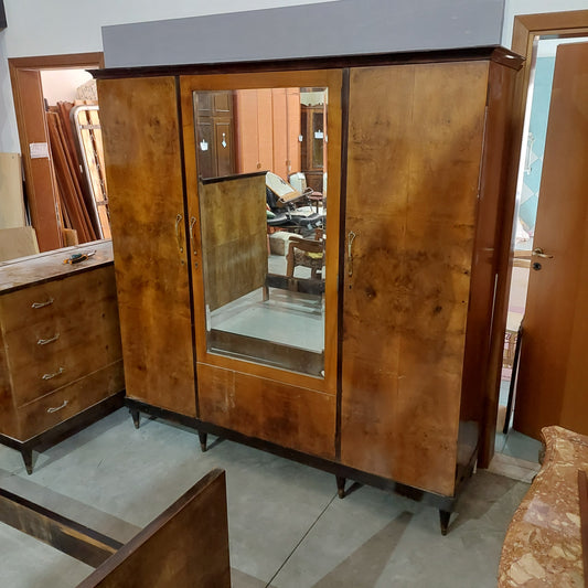 Armadio Legno St.decò 3/ante Con Specchio Cm197x58x200h