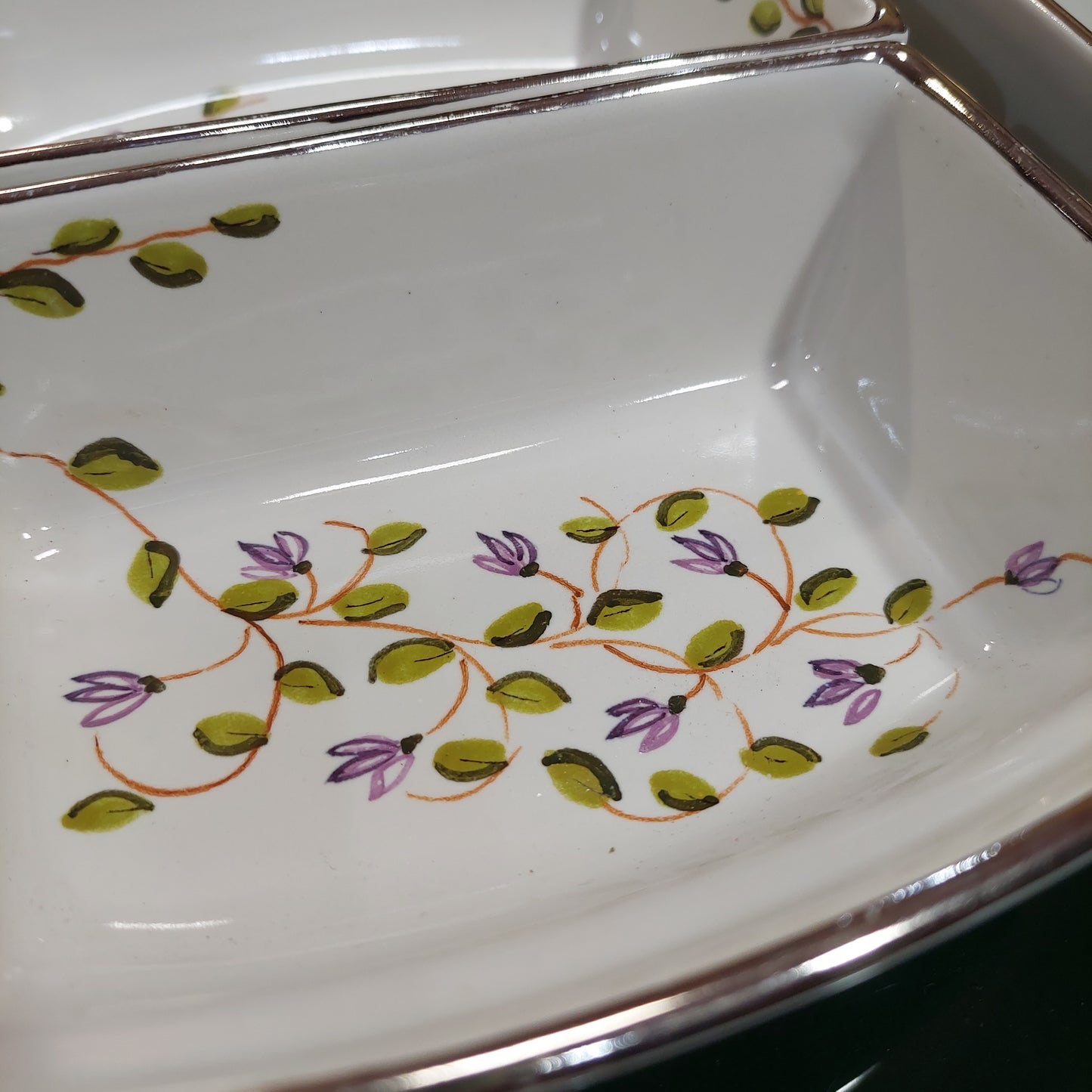 Antipastiera 4 Pz Porcellana Con Vassoio Silverplated