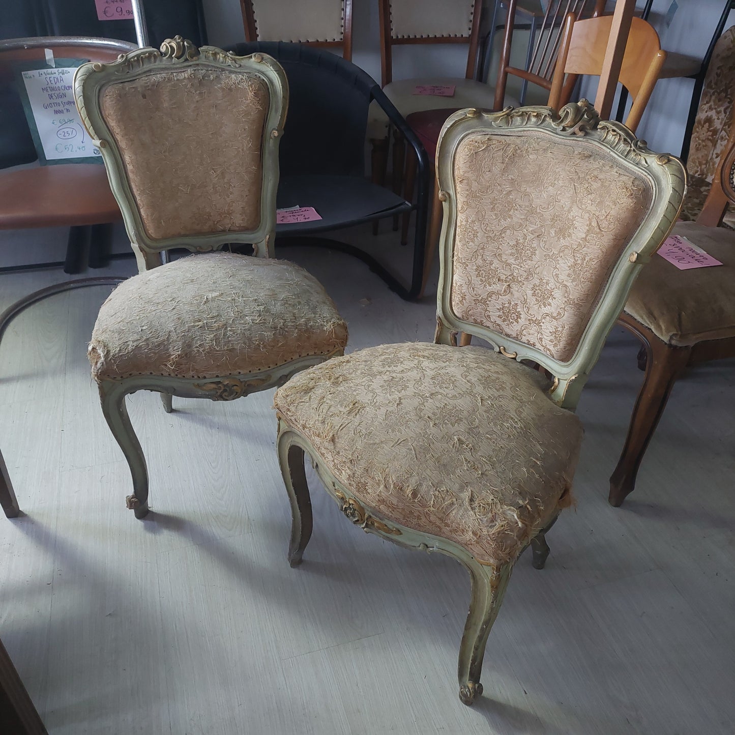 Sedia* Legno Imbottita Stile Veneziano