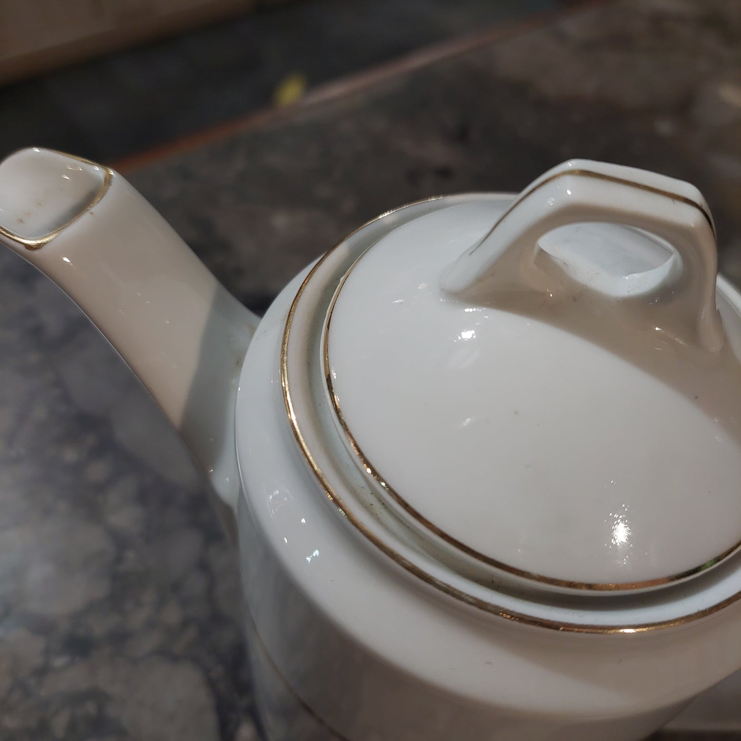 Caffettiera Porcellana Antica Art Déco Bordo Oro