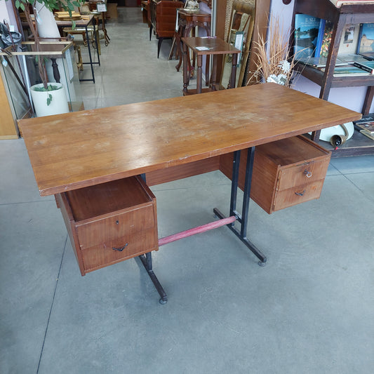 Scrivania* Teak Anni 50 4 Cassetti Cm138x64x79h