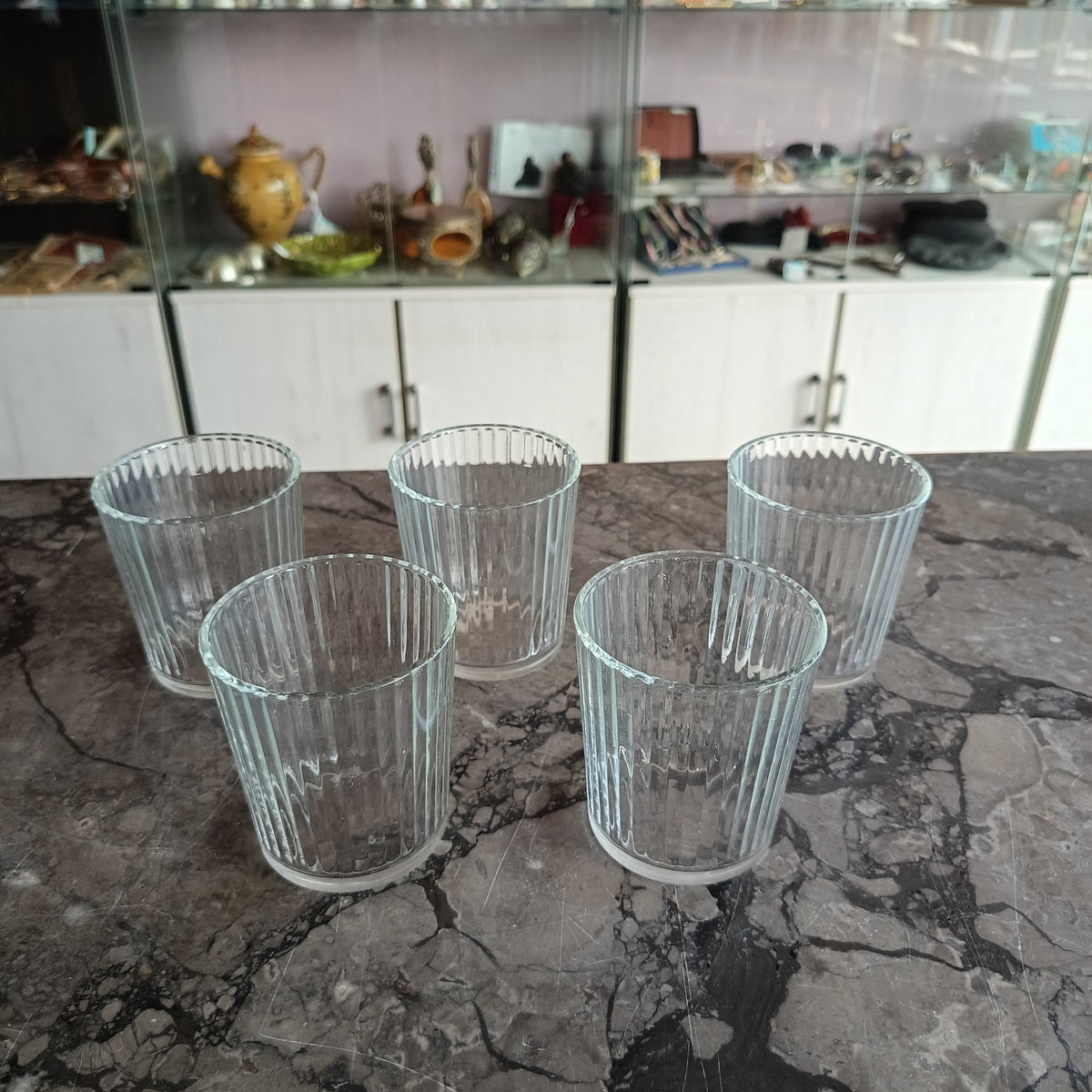 Set/5 Bicchieri Vetro Rigati