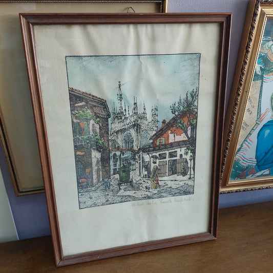 Quadro Litografia Milano Antica Cm26x35