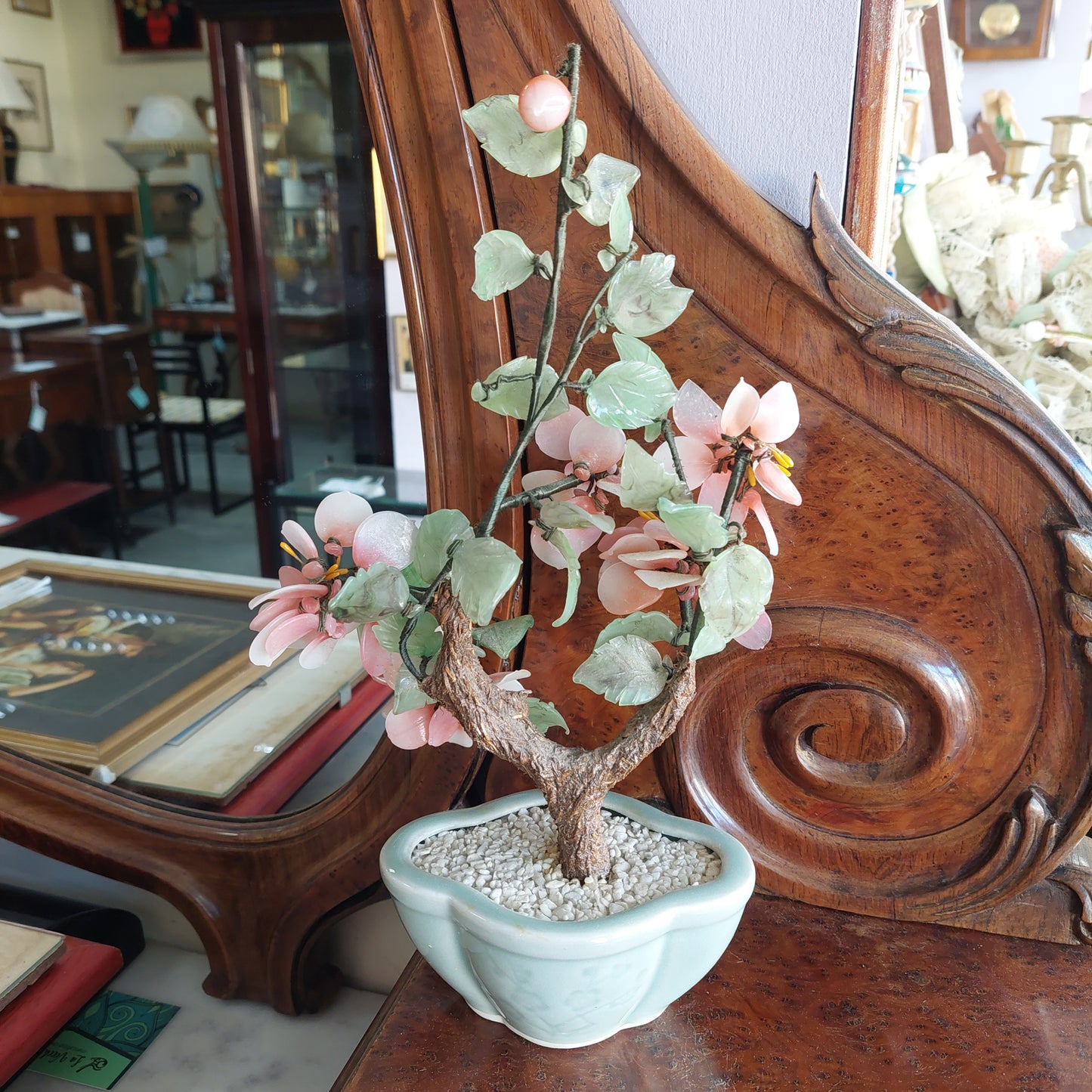 Piantina Cinese Foglie E Fiori Vetro H30