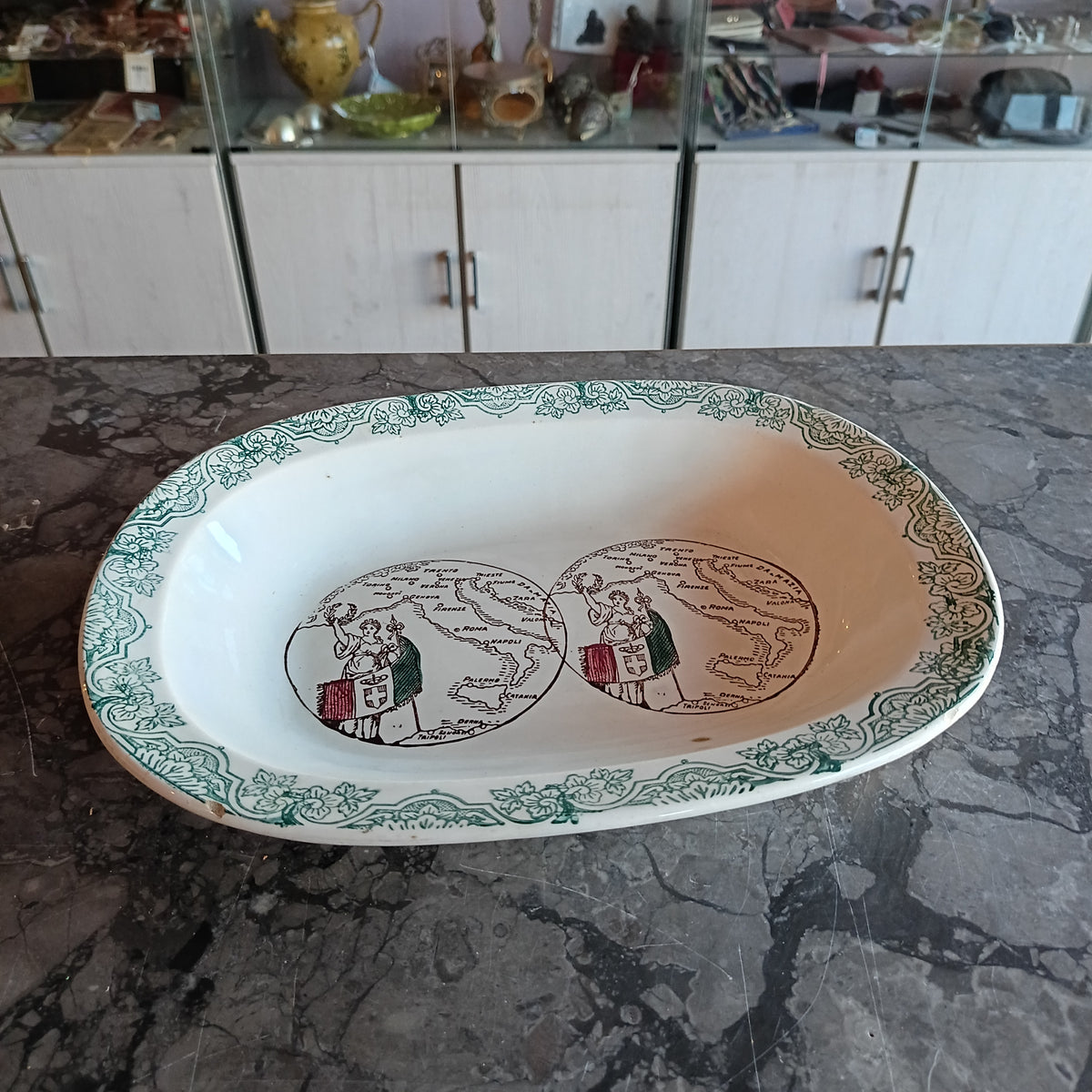 Piatto Da Portata Ovale Decoro Italia Anni '30 Laveno