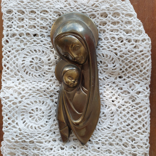 Capezzale Madonna Con Bambino Ottone West Germany