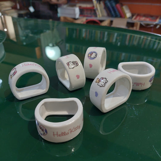 Set/6 Portatovagliolo Hello Kitty Sanrio Porcelain Art