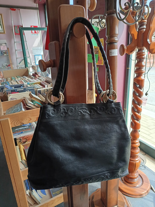 Borsa In Pelle Nera Vintage C/anelli