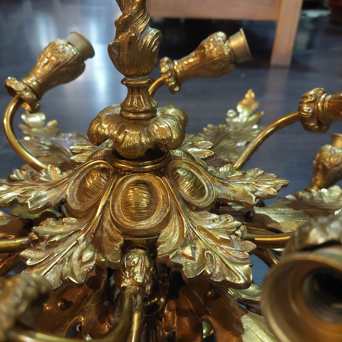 Lampadario/plafoniera Ottone Foglie 12/luci