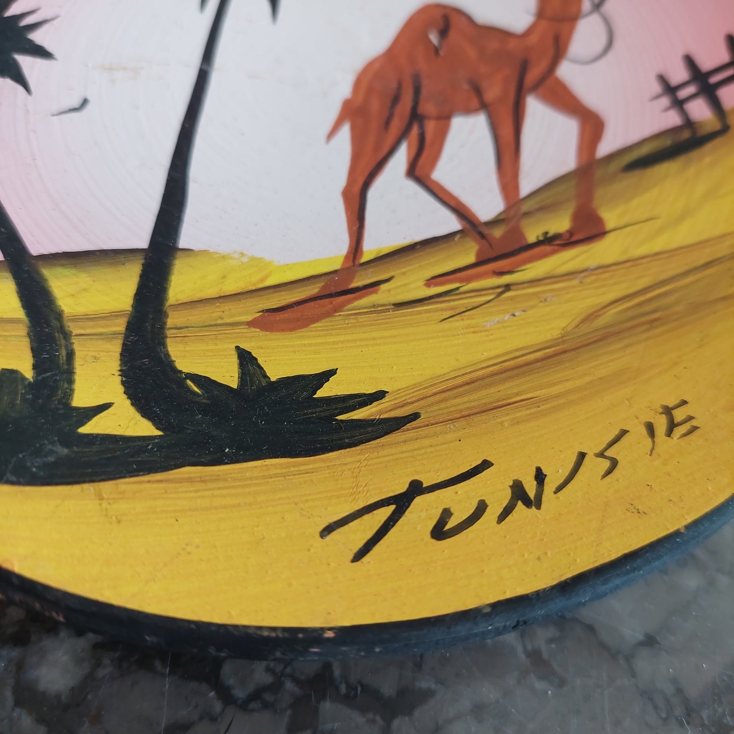 Piatto Souvenir Tunisia Ceramica Dipinto A Mano